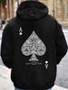 Men's Autumn And Winter Casual Fashionable Loose Hooded Sweatshirt With Geometric Spade Print Warm Long Sleeved Pullover_viptrois.com