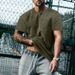 Summer Mens Slim Fit Henley Shirts Lightweight Breathable Solid Color Daily Wear Tees_viptrois.com
