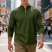 Men's Casual Stand Collar Half-Zip Sweatshirt With Jacquard Design - Lightweight Loose Fit Pullover For Autumn Winter_viptrois.com