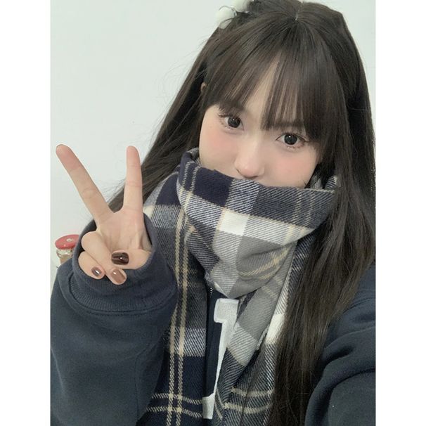 Scarf Women's New Autumn And Winter 2025 New Plaid Warm Scarf High-end Versatile Sweet Student Scarf_viptrois.com