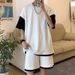 Men's Clothing Sports Suit Short-Sleeved Wear Thin Loose Casual Teenagers Shorts_viptrois.com