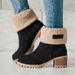 Large-size snow boots one shoe two women's chunky heel mid-calf boots_viptrois.com