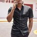 Men's Clothing Popular Four Way Stretch Short Sleeved Shirt Large Size Muscle Man Anti Wrinkle Solid Color Short Sleeved Shirt_viptrois.com