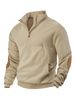 Men's Clothing European And American Casual Sports Sweatshirt Jacquard Small Checkered Stand Up Collar Half Zip Waffle Top Men_viptrois.com