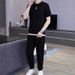 Summer Plus-size High-end Casual Sportswear Men's Ice Silk Breathable Elastic Quick-drying Ultra-thin Short-sleeved Two-piece Set_viptrois.com