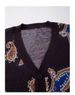 Trendy V-Neck Knit Cardigan – Couple’s Matching Jacquard Sweater (Brown, S/M/L/XL)_viptrois.com