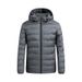 Men's Clothing Lightweight Down Jacket With Graphene, 85% White Duck Down, Windproof & Warm, Slim Fit, Hooded, Solid Colors (Black, Mist Blue)_viptrois.com