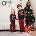 Christmas Letter snowflake plaid Christmas family print home dress pajamas_viptrois.com