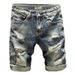 Men's Clothing Sanli Dadi Summer Light Color Hole Denim Shorts Men's Loose Five Point Pants Men's Style Trendy Brand Split Pants_viptrois.com