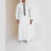 Men's Clothing Simple Long Stand Collar Zipper Muslim Robe_viptrois.com