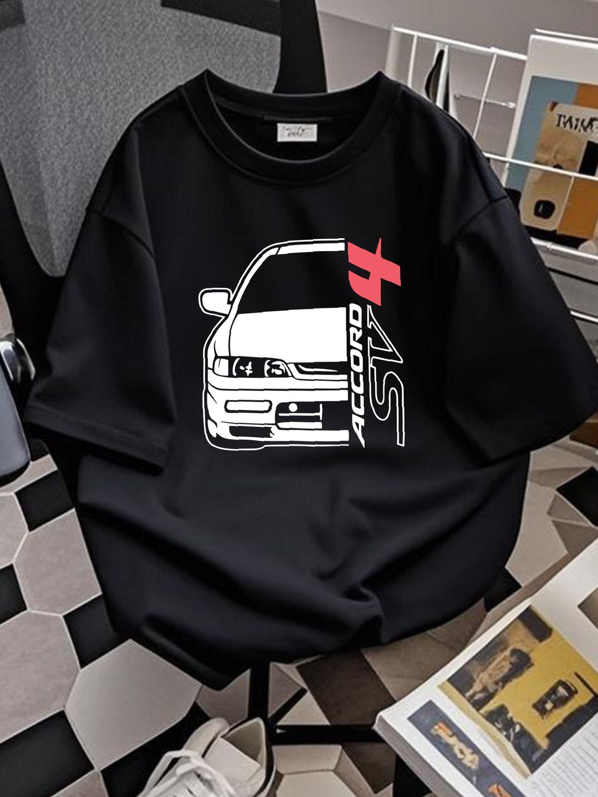 Accord SV4 Motorsport JDM Car Black Heavy Cotton Size S-3XL Cotton T-shirt Fashion Homme Casual Stylish Summer Breathable Unisex Graphic Stretched_viptrois.com