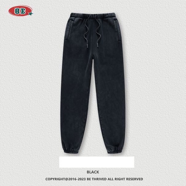 Man's clothing Washed retro sports wind bunched footpants men fashion brand couple fleece pants men_viptrois.com