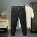 Men's Clothing New High End Black Nine Point Jeans Men's Slim Straight Trendy Brand Small Feet Casual Long Pants_viptrois.com