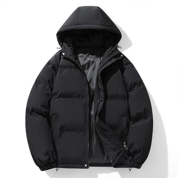 2026 Fashion Wintercoat Thicken Keep Warm Outerwear Men 100% Polyester Pure Color Long Sleeve Casual Loose Zipper Hooded Down Padded Jacket_viptrois.com