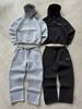 Men's Cross-Border Trendy Hooded Print Tracksuit Set With Pin Design, Autumn Winter, Comfortable Casual_viptrois.com