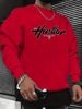 Men's Loose Casual And Fashionable Houston Letter Pattern Printed Round Neck Long Sleeved Sportswear For Autumn And Winter_viptrois.com