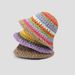 Ins Rainbow Straw Hat Summer Travel Sun Protection Bucket Hat Beach Large Brim Face Small Wool Fisherman Hat_viptrois.com