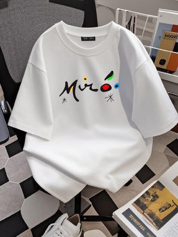 Joan Miro Colorful Signature Artwork T-Shirt Stylish Streetwear Top For Everyday Wear Stretched Versatile Breathable Comfortable Soft Summer_viptrois.com