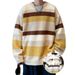Soft Velvet Color Blocked Striped Knitted Shirt For Autumn And Winter Vintage Versatile Casual Loose_viptrois.com