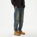 Men's Clothing Jeans Workwear Multi Pocket Trousers New Retro Distressed Washed Straight Harem Jeans _viptrois.com