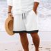 Men's Clothing Summer Jacquard Color Matching Striped Drawstring Elastic Waist Breathable Daily Beach Casual Shorts_viptrois.com