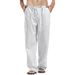 Men's Linen Loose Large Size 9-color 8-size Solid Color Pocket Casual Trousers_viptrois.com