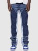 Men's Clothing Men's Denim Workwear Pants, European And American Fashion Ins Workwear, Popular Elastic Patch Denim Layered Flared Pants_viptrois.com