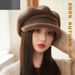 Women's Hats Thickened Plush Edge Octagonal Hat For Women Fashion Solid Color Painter Hat Autumn And Winter Japanese Style High End Newsboy Hat Trend_viptrois.com