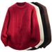 Men's Cable Knit Sweater – Plus Size Christmas & Zodiac Year Pullover (Black/Red/Beige/Brown)_viptrois.com