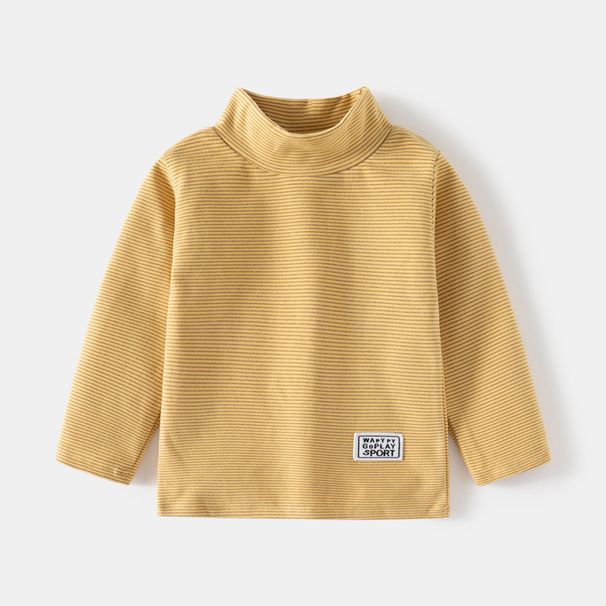 kids'clothing Thick, high-neck, long-sleeved T-shirt with baby stripes_viptrois.com