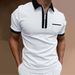 Men's Short-sleeved T-shirt Slim Fit Patchwork Zipper Turn Down Collar Men Golf Polo Summer T-Shirts Streetwear Breathable_viptrois.com