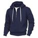 Men's Fleece Lined Half Zip Hooded Sweatshirt American Classic Trendy Long Sleeved Plus Size Loose Fit Double Stitched Seams_viptrois.com