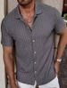 European And American Men's Casual Knitted Shirt, New Men's Summer Style Solid Color Lapel Cutout Breathable Men's Short-sleeved Top_viptrois.com