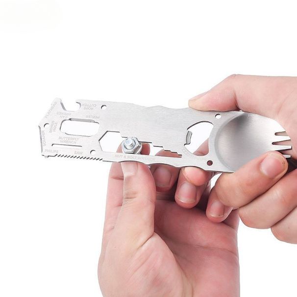 Stainless Steel Spoon Fork Knife Integrated Creative Multifunctional Outdoor Camping Tableware_viptrois.com