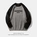 Monochrome Man- Raglan Sleeve Color Block Design Sweater Autumn Winter Thick Knit Texture American Style Letter Print Crew Neck Knitwear_viptrois.com