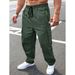 Men's Casual Workout Jogger Pants With Drawstring Waist - Breathable Polyester, Elastic Cuffs, Multi-Pocket Design For Outdoor & Gym_viptrois.com