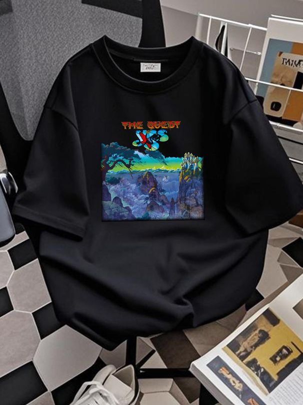 Inspired Yes Band The Quest Black S 234XL T Shirt BC1979 Summer Comfortable Homme Graphic Fashion Stylish Slightly Casual Soft_viptrois.com