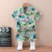 Fashionable Children Fashion Casual Lapel Single Breasted Short Sleeved Shirt Shorts Suit Boy Baby New Two Piece Suit_viptrois.com