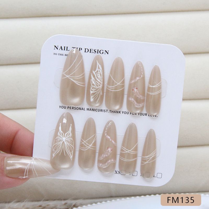 False Nails Hand Made Three Dimensional Nail Art For Fortune And Luck Cool Little Snake Ice Crystal Butterfly Cat's Eye Nail Art_viptrois.com