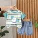 Male Baby 2025 New Cute Casual Stripe Thin Summer For Infants And Children Cool Handsome Dog Short Sleeve Set_viptrois.com