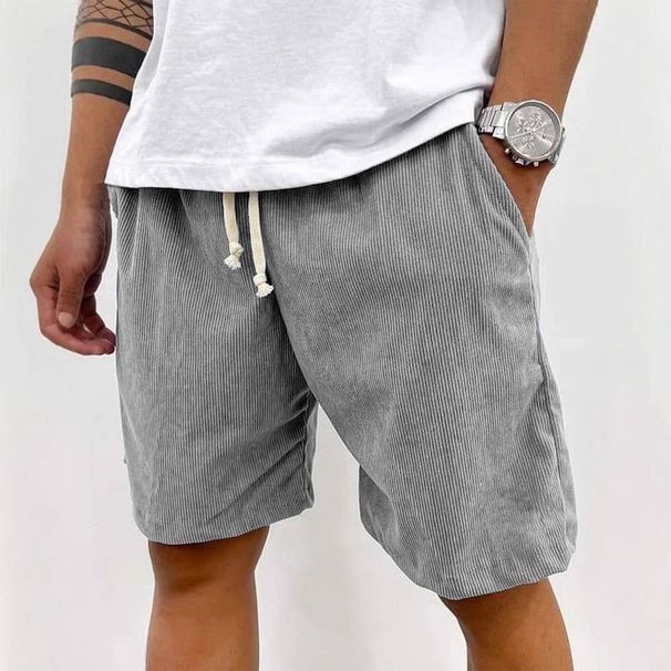 2025 European And American Foreign Trade New Men's Summer Casual Drawstring Corduroy Retro Shorts For Casual Wear_viptrois.com