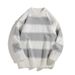 Men's Classic Striped Sweater – Retro Knit Pullover With Color-Blocking Design (M-3XL, Grey/Deep Brown/Navy, Slim Fit, Unisex Casual)_viptrois.com