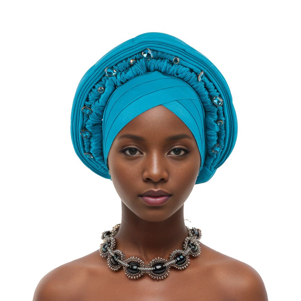 Women's Scarves Nigeria Wedding Party Multi Layer Twist Heavy Diamond Adjustable Hat African Hat Baotou Hat_viptrois.com