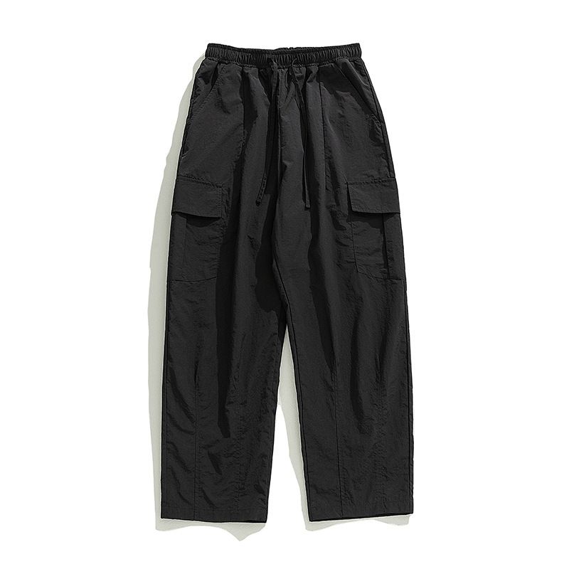 Men's Clothing Textured Water Repellent Functional Workwear Trousers For Men Spring Japanese Style Outdoor Loose Pleated Drawstring Casual Trousers_viptrois.com