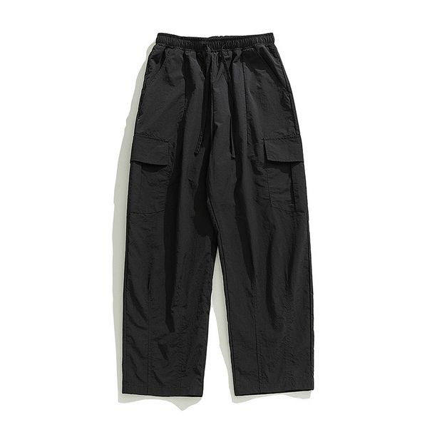 Men's Clothing Textured Water Repellent Functional Workwear Trousers For Men Spring Japanese Style Outdoor Loose Pleated Drawstring Casual Trousers_viptrois.com