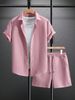 Men's Clothing Casual Suit Trendy Fashion Loose Large Size Short Sleeved Shirt Shorts Two Piece Suit_viptrois.com
