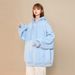 White Tall Hoodie Women, Solid Color, Size, Oversized, Early Winter Coat For Plus Size Women_viptrois.com