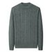Pure Pure Wool Autumn Winter New Solid Color Jacquard Round Neck Warm Knitted Base Shirt Sweater Men's Casual Versatile_viptrois.com