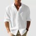 Men's Solid Color Small Waffle Long Sleeve Autumn Single Breasted Fashion Casual Shirt Streetwear Cardigan_viptrois.com