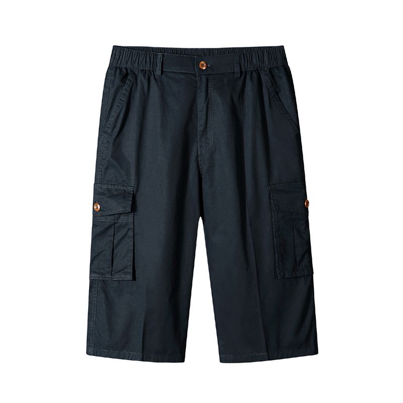 Men's Casual Mid-Length Trousers Loose Middle-Aged And Elderly Shorts Pure Cotton Beach_viptrois.com